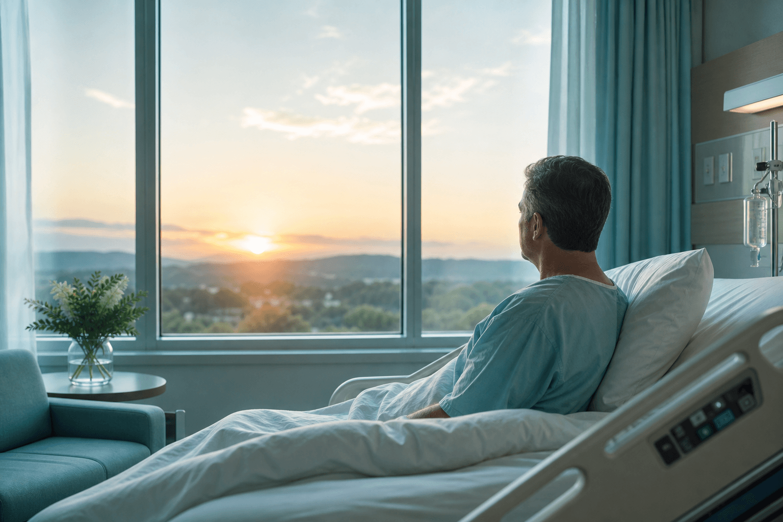 Patient looking toward a bright recovery horizon