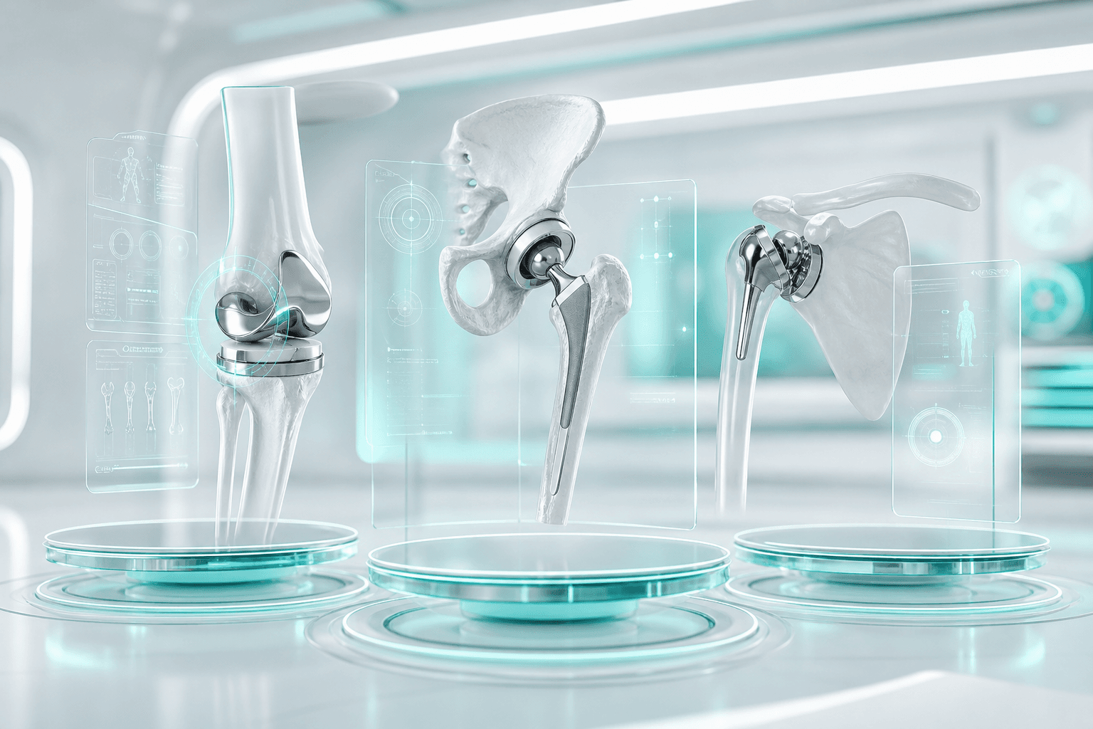Advanced 3D visualization of knee, hip, and shoulder joint replacement recovery