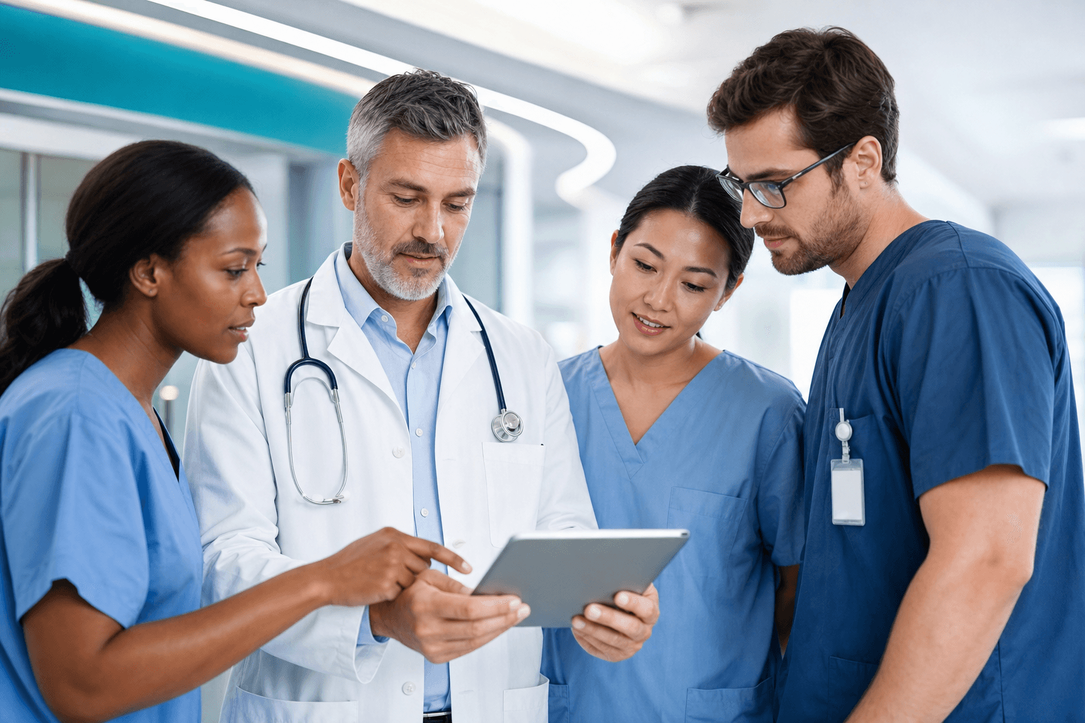 Medical care team coordinating patient recovery